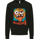 Still Smiling Funny Emoji Exhausted Tired Mens Sweatshirt Jumper Black