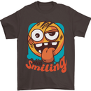 Still Smiling Funny Emoji Exhausted Tired Mens T-Shirt 100% Cotton Dark Chocolate