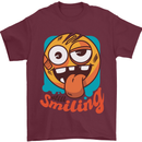 Still Smiling Funny Emoji Exhausted Tired Mens T-Shirt 100% Cotton Maroon