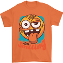 Still Smiling Funny Emoji Exhausted Tired Mens T-Shirt 100% Cotton Orange