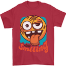 Still Smiling Funny Emoji Exhausted Tired Mens T-Shirt 100% Cotton Red