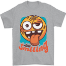 Still Smiling Funny Emoji Exhausted Tired Mens T-Shirt 100% Cotton Sports Grey