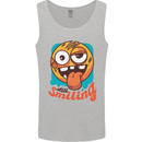 Still Smiling Funny Emoji Exhausted Tired Mens Vest Tank Top Sports Grey