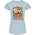 Still Smiling Funny Emoji Exhausted Tired Womens Petite Cut T-Shirt Light Blue