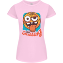 Still Smiling Funny Emoji Exhausted Tired Womens Petite Cut T-Shirt Light Pink