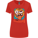 Still Smiling Funny Emoji Exhausted Tired Womens Wider Cut T-Shirt Red