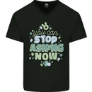 Stop Asking Now New Baby Pregnancy Pregnant Mens V-Neck Cotton T-Shirt Black