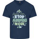 Stop Asking Now New Baby Pregnancy Pregnant Mens V-Neck Cotton T-Shirt Navy Blue