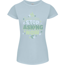 Stop Asking Now New Baby Pregnancy Pregnant Womens Petite Cut T-Shirt Light Blue
