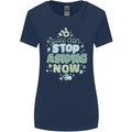 Stop Asking Now New Baby Pregnancy Pregnant Womens Wider Cut T-Shirt Navy Blue