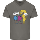 Stop Wait What Funny English Lit Punctuation Mens V-Neck Cotton T-Shirt Charcoal