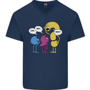 Stop Wait What Funny English Lit Punctuation Mens V-Neck Cotton T-Shirt Navy Blue
