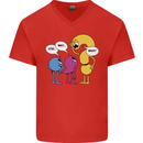 Stop Wait What Funny English Lit Punctuation Mens V-Neck Cotton T-Shirt Red