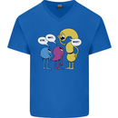 Stop Wait What Funny English Lit Punctuation Mens V-Neck Cotton T-Shirt Royal Blue