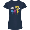 Stop Wait What Funny English Lit Punctuation Womens Petite Cut T-Shirt Navy Blue