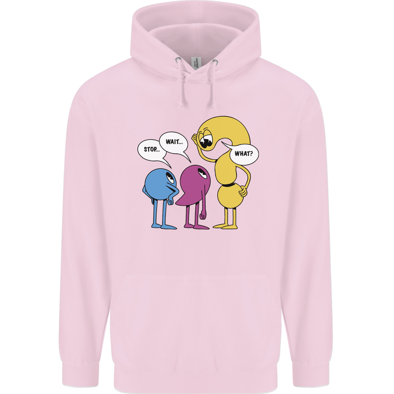Stop Wait What Funny Punctuation English Lit Childrens Kids Hoodie Light Pink