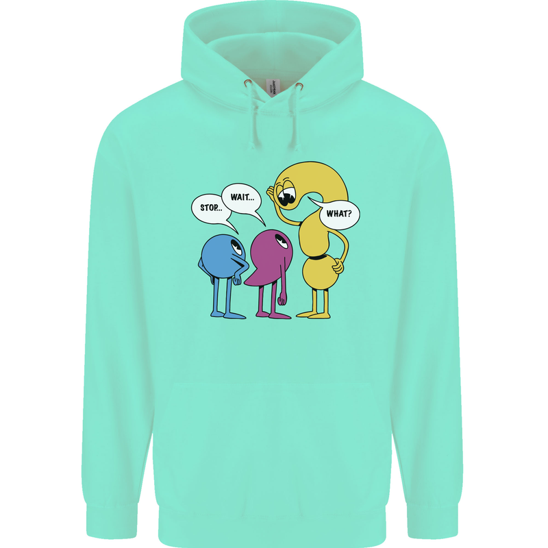 Stop Wait What Funny Punctuation English Lit Childrens Kids Hoodie Peppermint