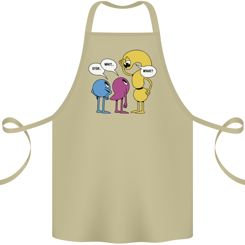 Stop Wait What Funny Punctuation English Lit Cotton Apron 100% Organic Khaki