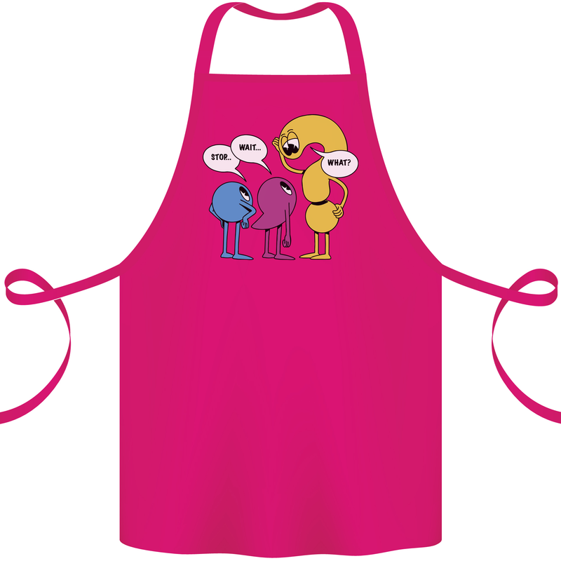 Stop Wait What Funny Punctuation English Lit Cotton Apron 100% Organic Pink