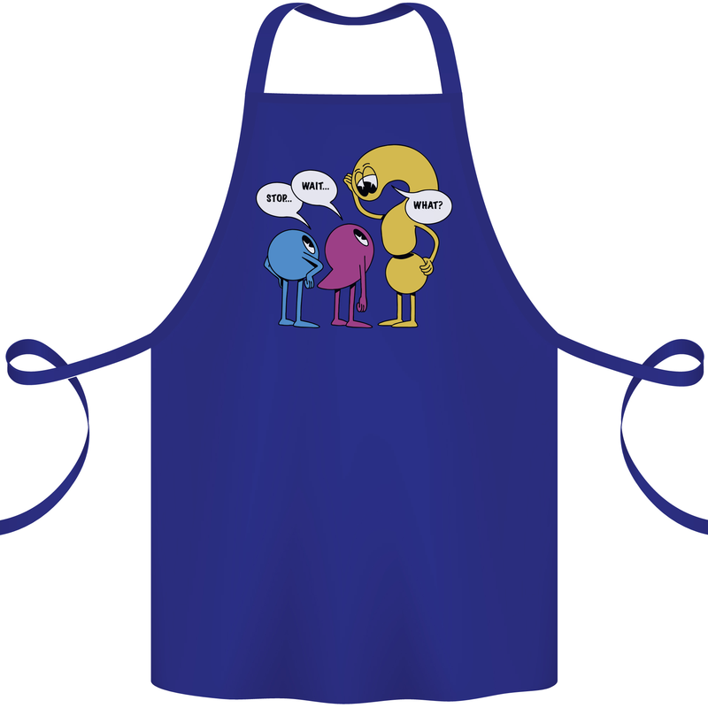 Stop Wait What Funny Punctuation English Lit Cotton Apron 100% Organic Royal Blue