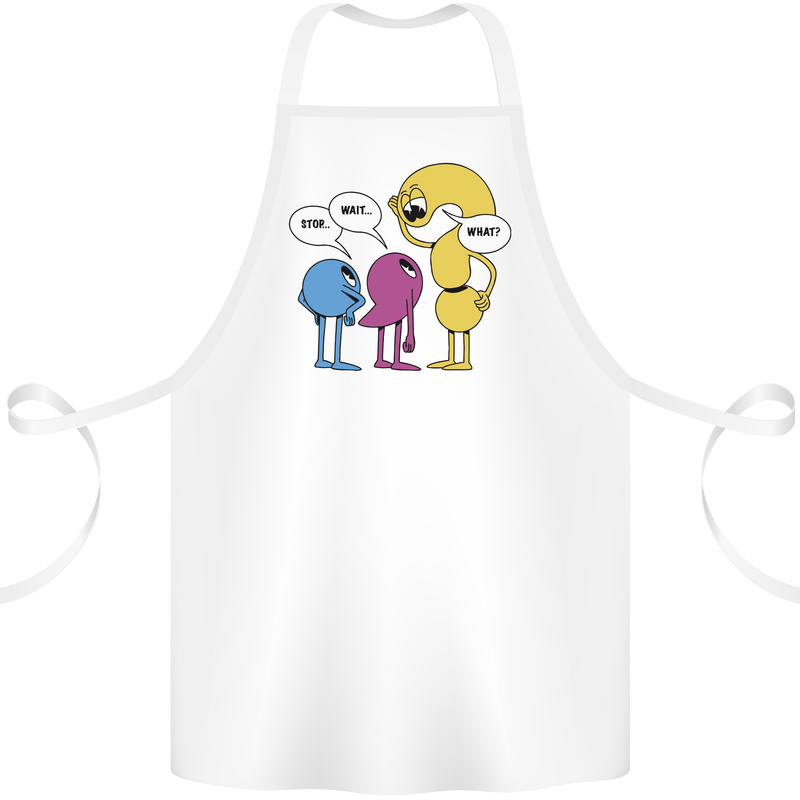 Stop Wait What Funny Punctuation English Lit Cotton Apron 100% Organic White