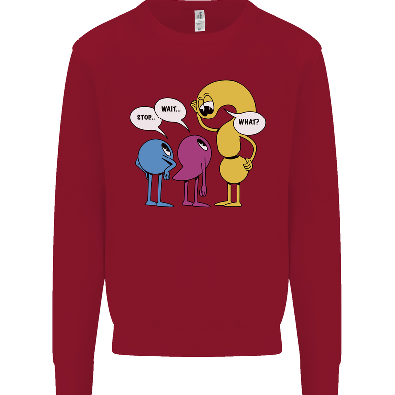 Stop Wait What Funny Punctuation English Lit Kids Sweatshirt Jumper Red