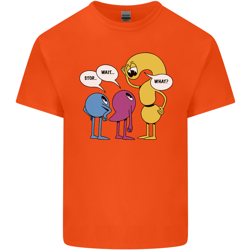 Stop Wait What Funny Punctuation English Lit Kids T-Shirt Childrens Orange