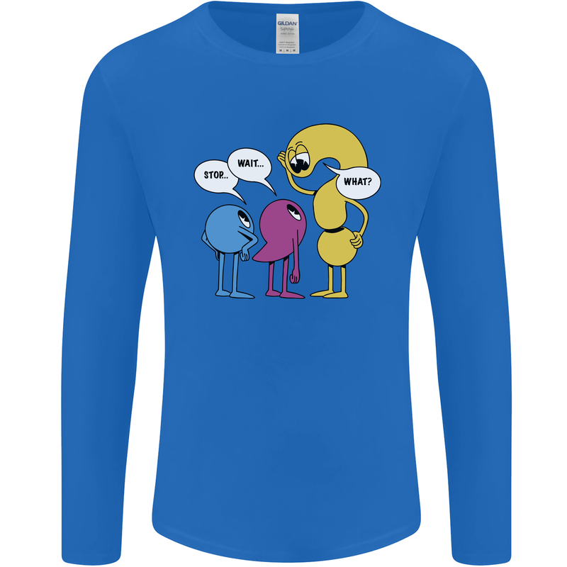 Stop Wait What Funny Punctuation English Lit Mens Long Sleeve T-Shirt Royal Blue