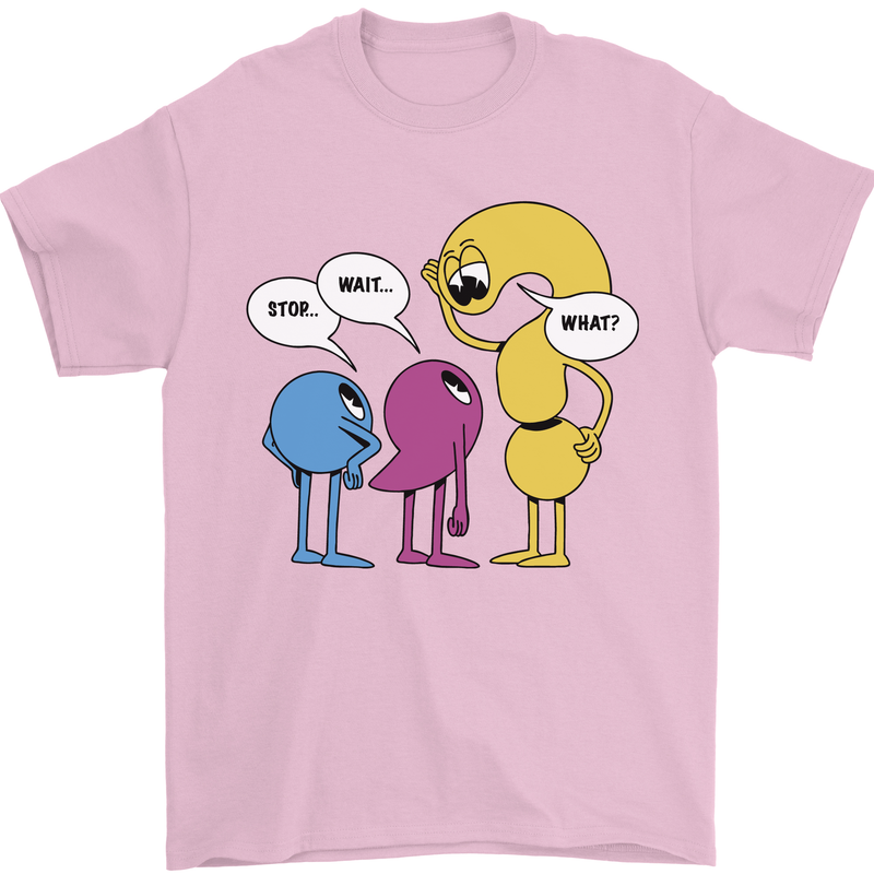 Stop Wait What Funny Punctuation English Lit Mens T-Shirt 100% Cotton Light Pink