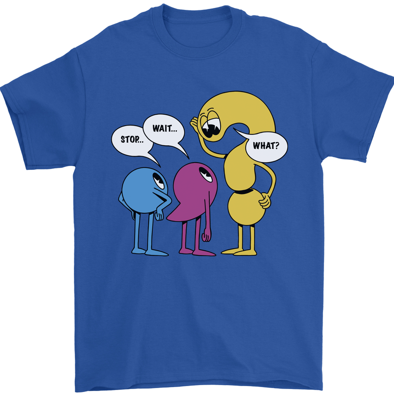 Stop Wait What Funny Punctuation English Lit Mens T-Shirt 100% Cotton Royal Blue