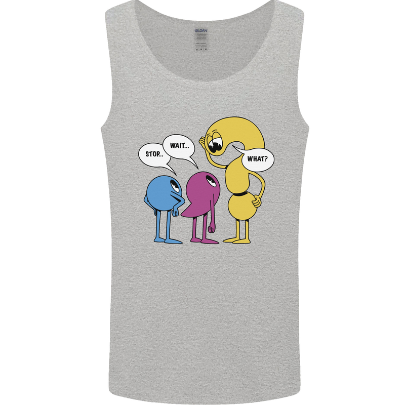 Stop Wait What Funny Punctuation English Lit Mens Vest Tank Top Sports Grey