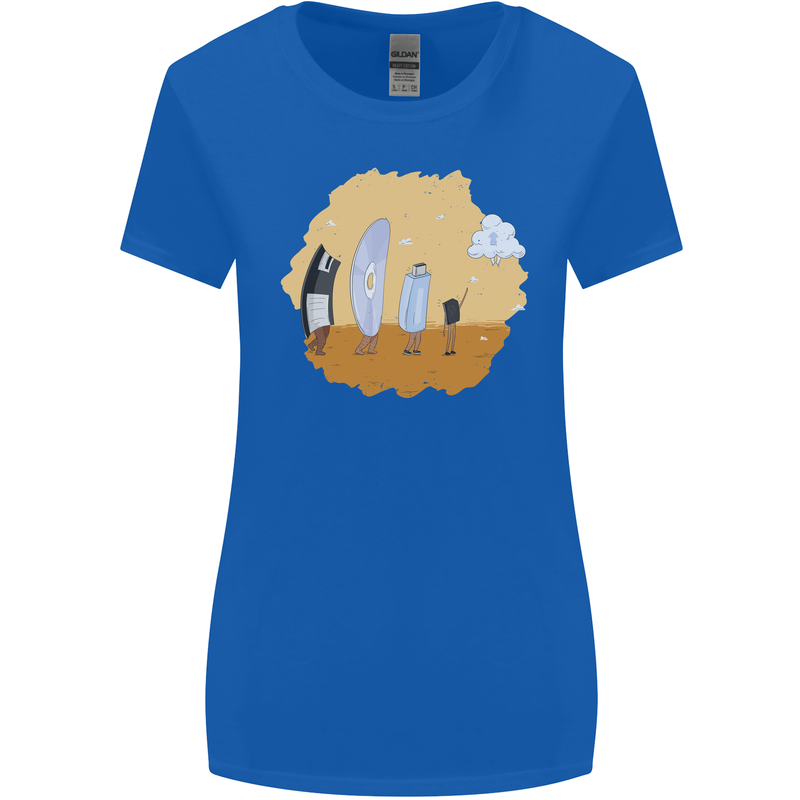 Storage Evolution Floppy Disk to Cloud PC Womens Wider Cut T-Shirt Royal Blue