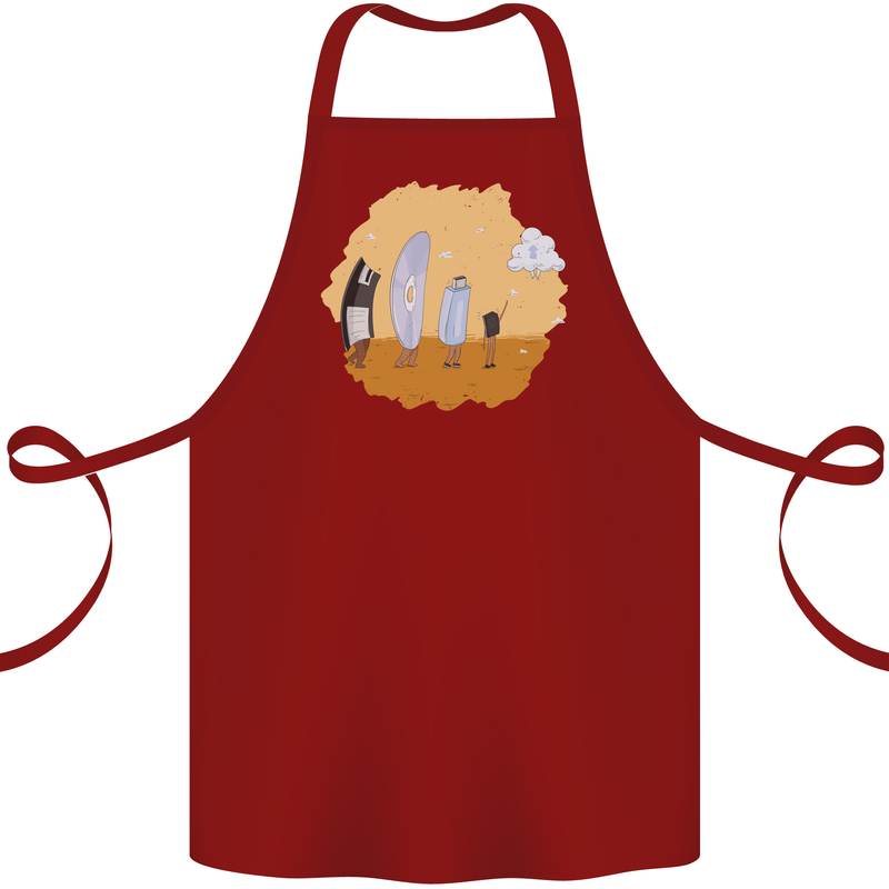 Storage Evolution Retro SSD CD Flash Drive PC Cotton Apron 100% Organic Maroon