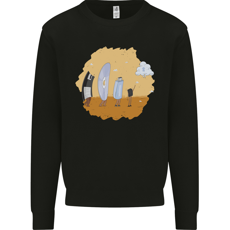 Storage Evolution Retro SSD CD Flash Drive PC Mens Sweatshirt Jumper Black