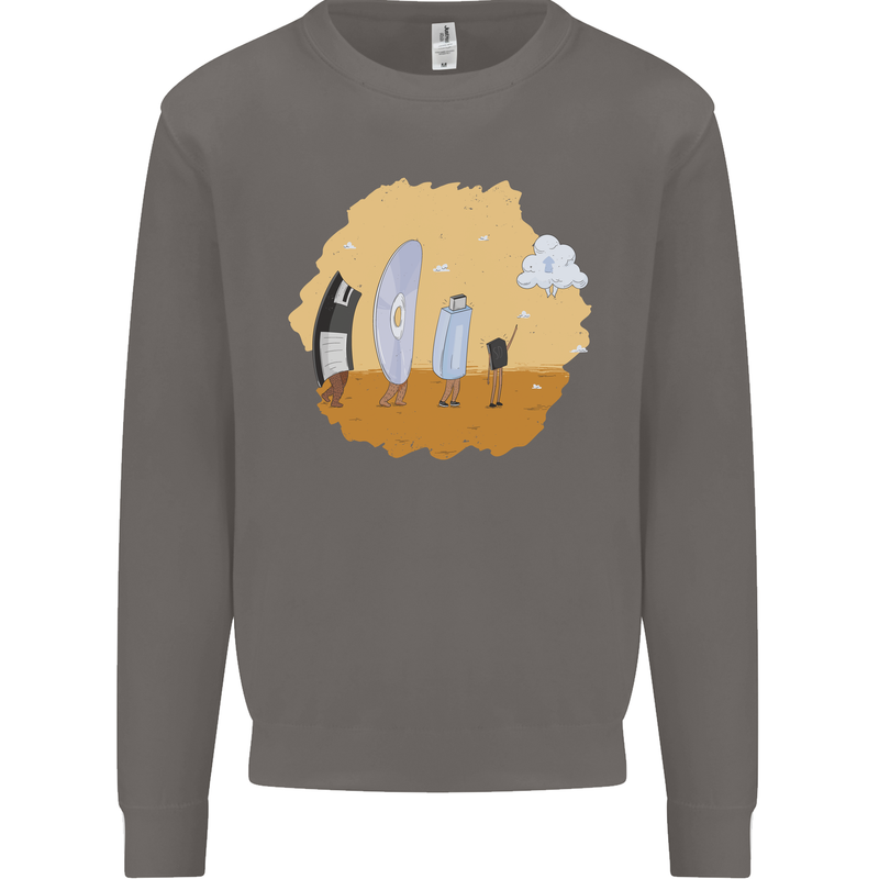 Storage Evolution Retro SSD CD Flash Drive PC Mens Sweatshirt Jumper Charcoal