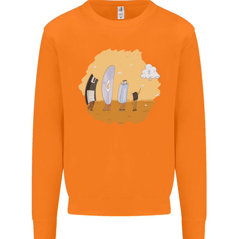 Storage Evolution Retro SSD CD Flash Drive PC Mens Sweatshirt Jumper Orange