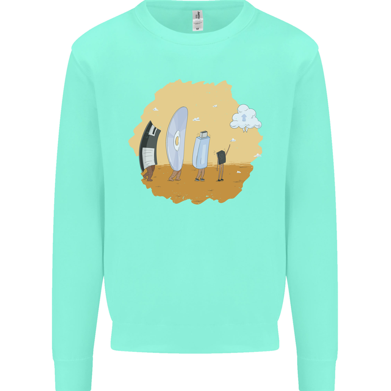 Storage Evolution Retro SSD CD Flash Drive PC Mens Sweatshirt Jumper Peppermint