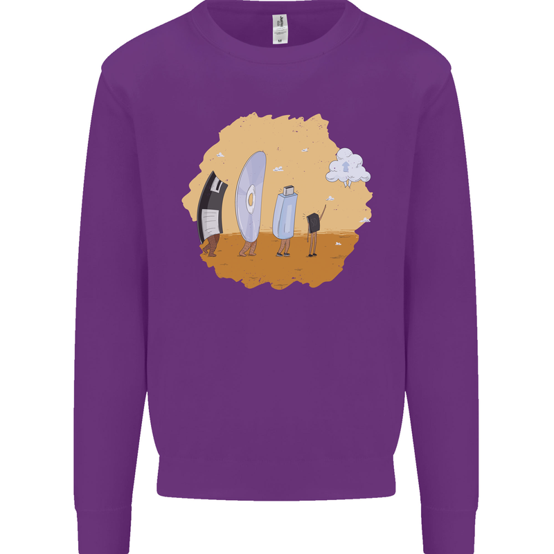 Storage Evolution Retro SSD CD Flash Drive PC Mens Sweatshirt Jumper Purple