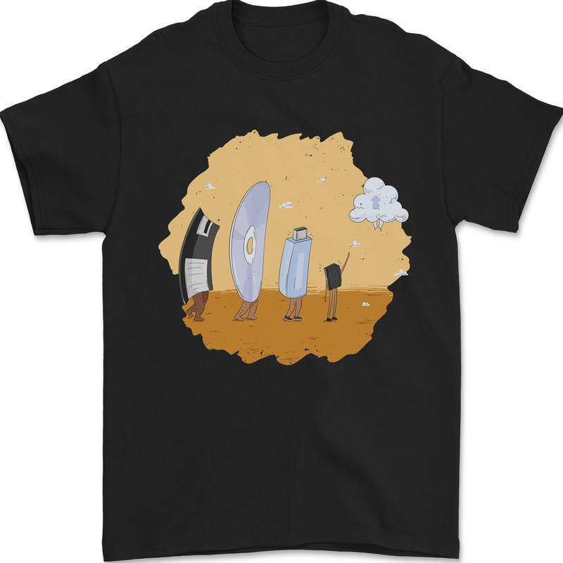 Storage Evolution Retro SSD CD Flash Drive PC Mens T-Shirt 100% Cotton Black