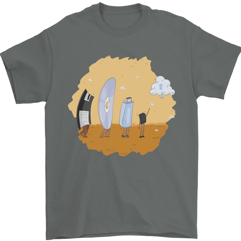 Storage Evolution Retro SSD CD Flash Drive PC Mens T-Shirt 100% Cotton Charcoal