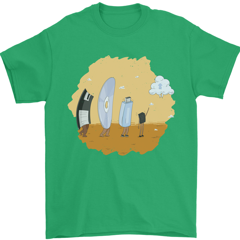 Storage Evolution Retro SSD CD Flash Drive PC Mens T-Shirt 100% Cotton Irish Green