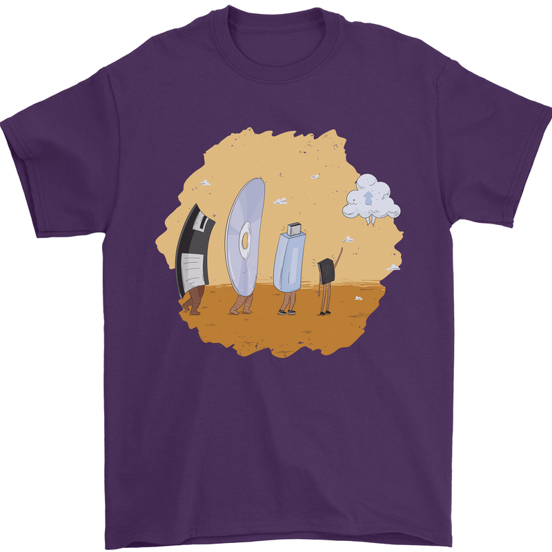 Storage Evolution Retro SSD CD Flash Drive PC Mens T-Shirt 100% Cotton Purple