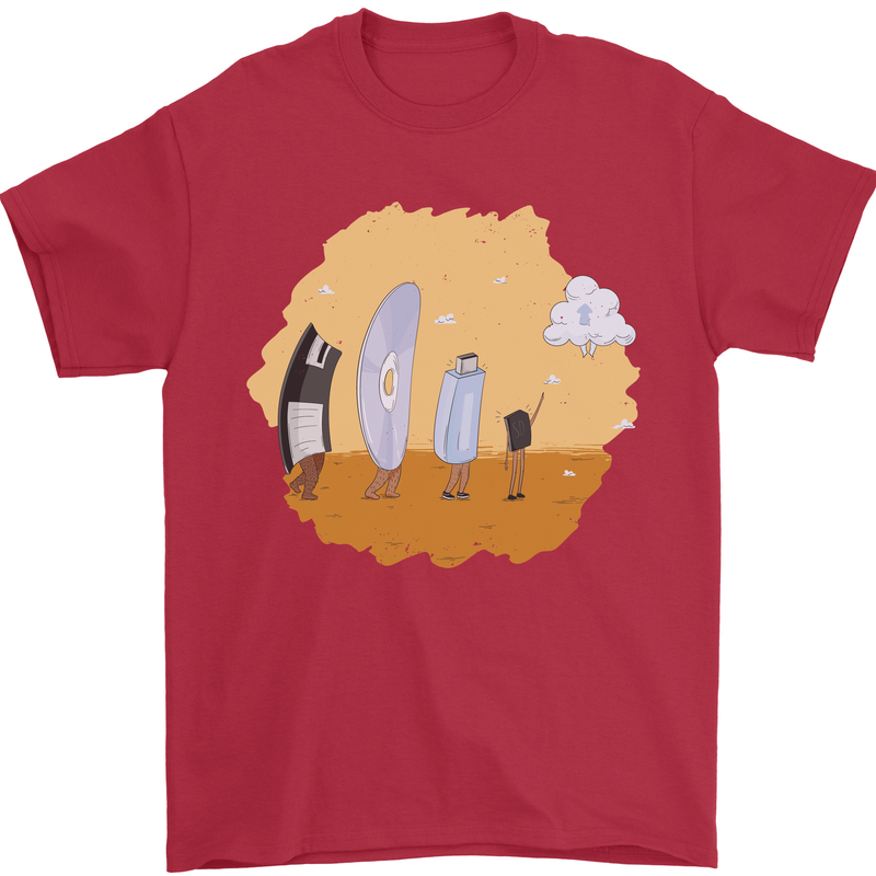 Storage Evolution Retro SSD CD Flash Drive PC Mens T-Shirt 100% Cotton Red