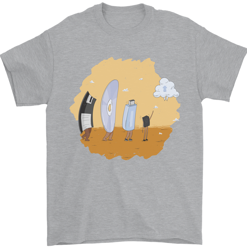 Storage Evolution Retro SSD CD Flash Drive PC Mens T-Shirt 100% Cotton Sports Grey