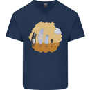 Storage Evolution Retro SSD CD Flash Drive PC Mens V-Neck Cotton T-Shirt Navy Blue