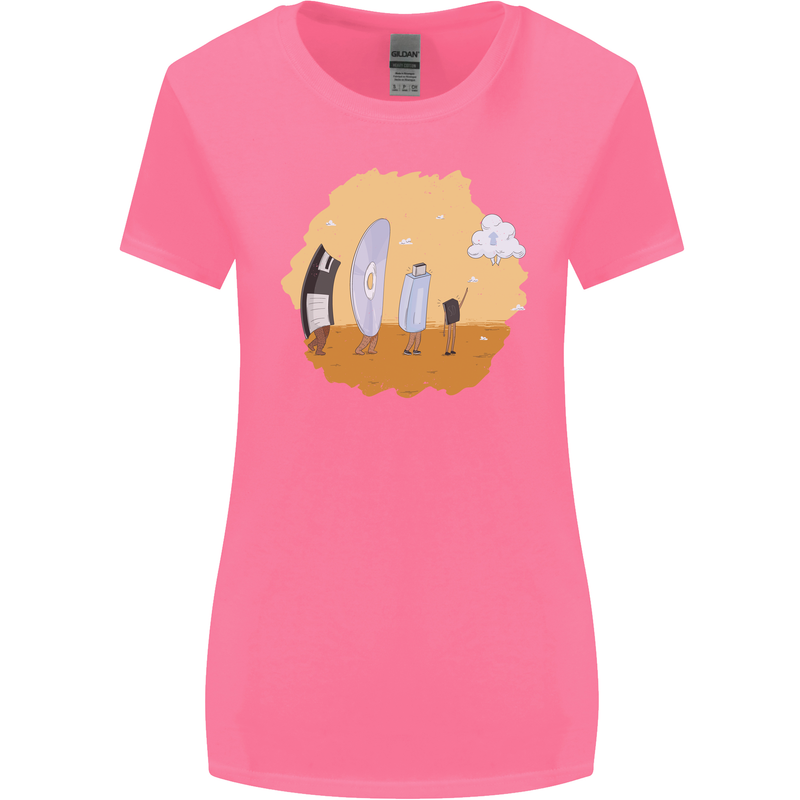 Storage Evolution Retro SSD CD Flash Drive PC Womens Wider Cut T-Shirt Azalea