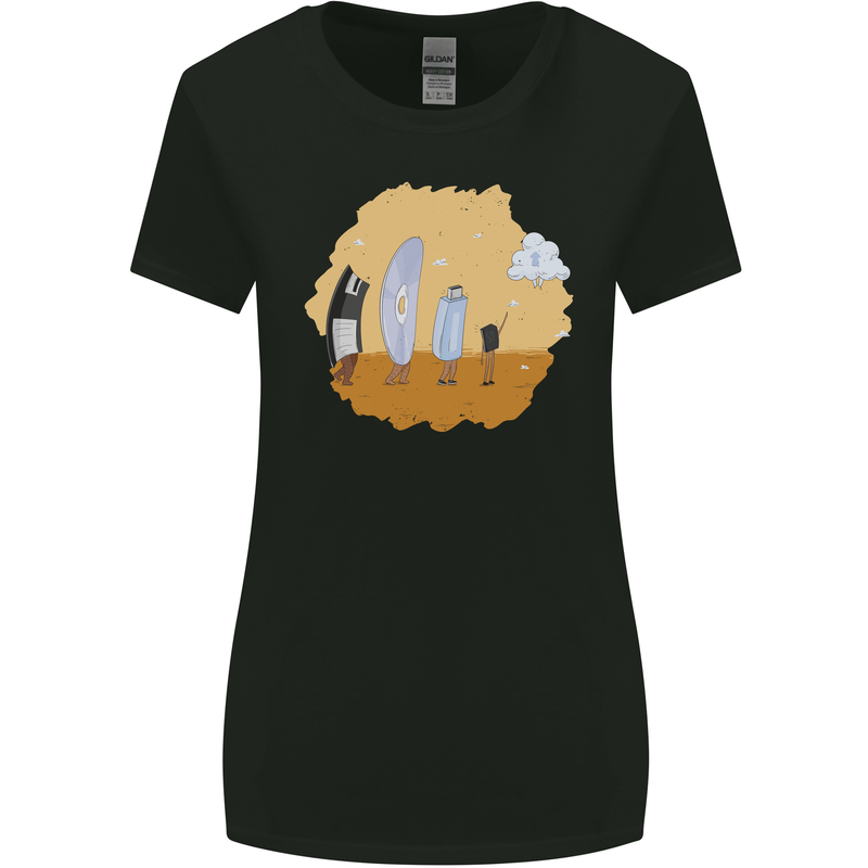 Storage Evolution Retro SSD CD Flash Drive PC Womens Wider Cut T-Shirt Black