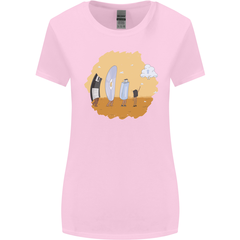 Storage Evolution Retro SSD CD Flash Drive PC Womens Wider Cut T-Shirt Light Pink