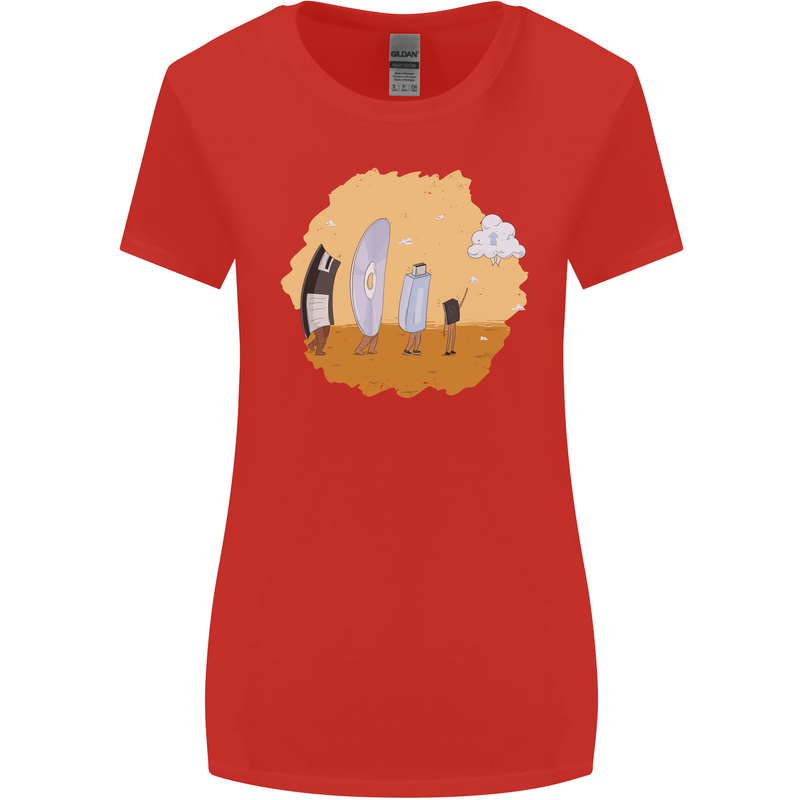 Storage Evolution Retro SSD CD Flash Drive PC Womens Wider Cut T-Shirt Red