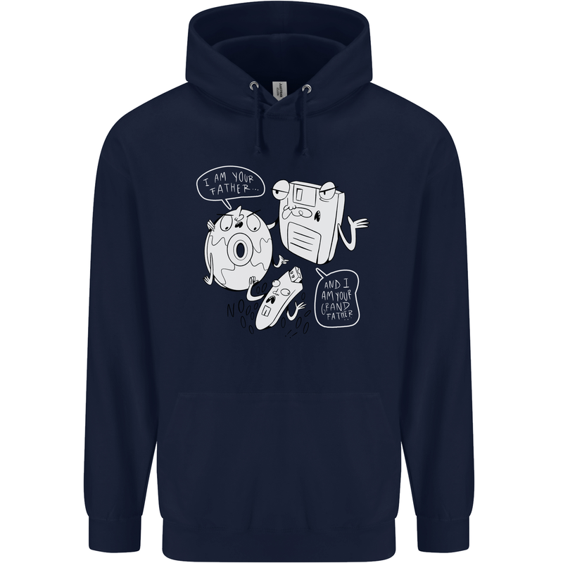 Storage Father Flash Drive CD ROM Floppy Childrens Kids Hoodie Navy Blue